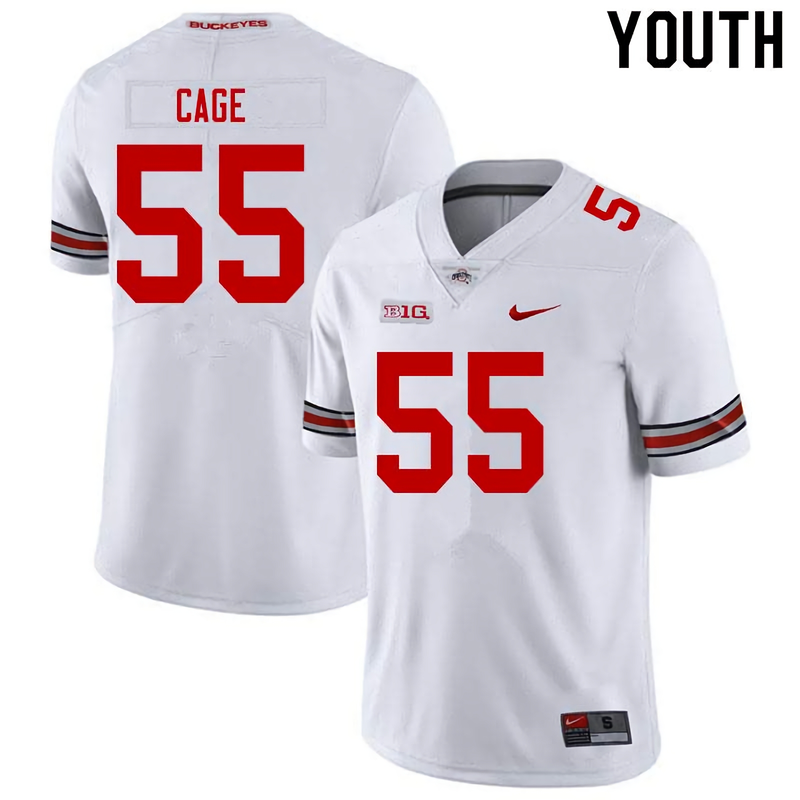 Jerron Cage Ohio State Buckeyes Youth NCAA #55 Nike White College Stitched Football Jersey BHH5856JP